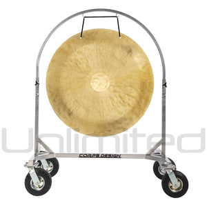 36" Gongs on the Chrome Corps Design Adjustable Marching Band Gong Stand